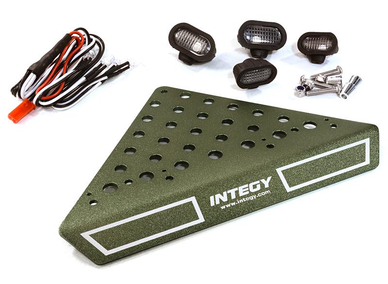 Roof Top Alloy Armor Protection Plate w/ Lights for 1/10 Scale Crawler (W=148mm)