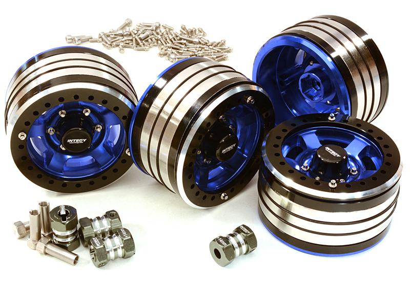 2.2x1.5-in. Machined High Mass Wheel (4) w/14mm Offset Hubs for 1/10 Crawler