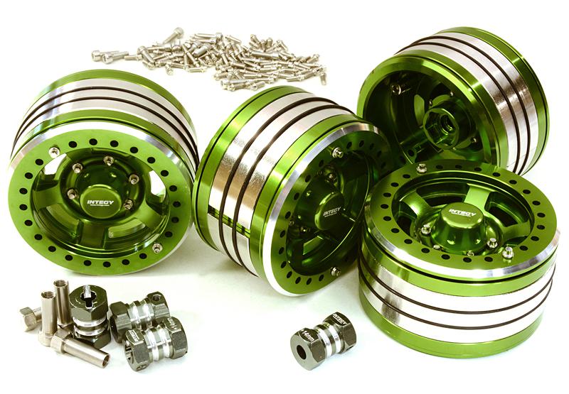 2.2x1.5-in. Machined High Mass Wheel (4) w/14mm Offset Hubs for 1/10 Crawler