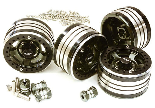 2.2x1.5-in. Machined High Mass Wheel (4) w/14mm Offset Hubs for 1/10 Crawler