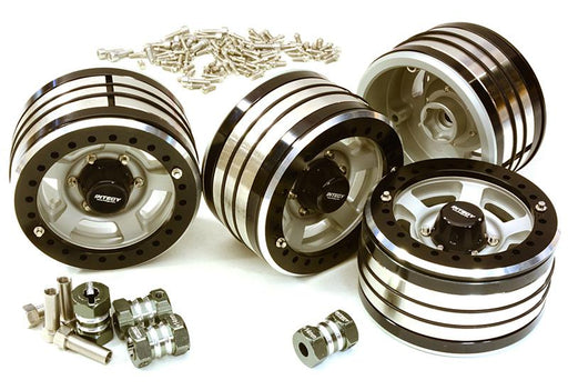 2.2x1.5-in. Machined High Mass Wheel (4) w/14mm Offset Hubs for 1/10 Crawler