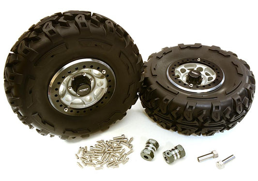 2.2x1.5-in. High Mass Wheel, Tires & 14mm Offset Hubs for 1/10 Crawler OD=128mm