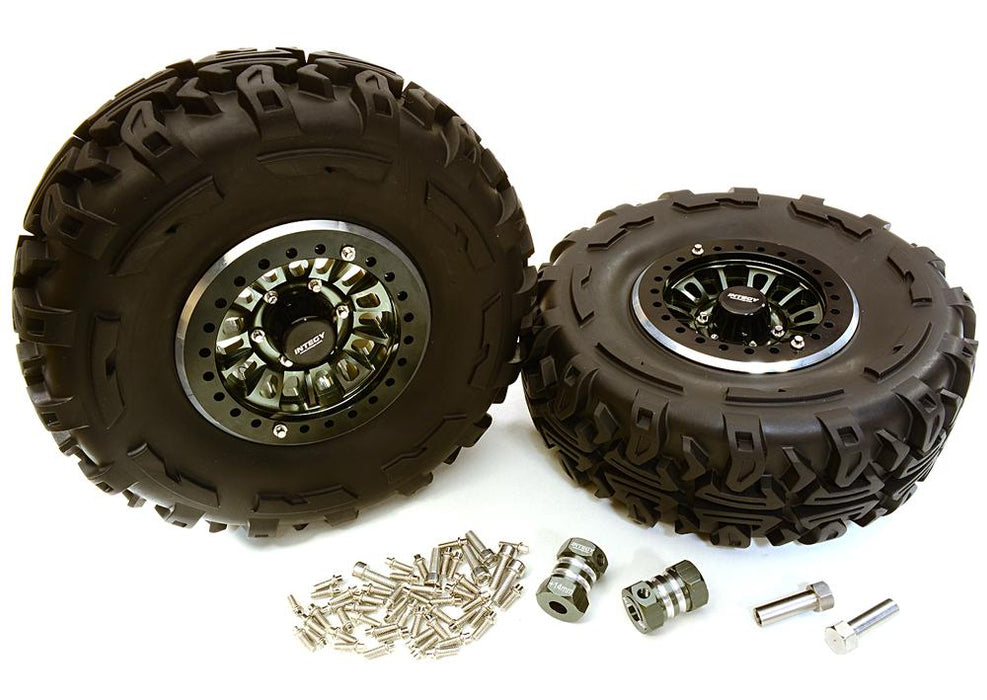 2.2x1.5-in. High Mass Alloy Wheel, Tires & 14mm Offset Hubs for 1/10 Crawler