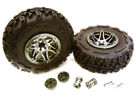 2.2x1.75-in. High Mass Wheel, Tires & 14mm Offset Hubs for 1/10 Crawler OD=128mm