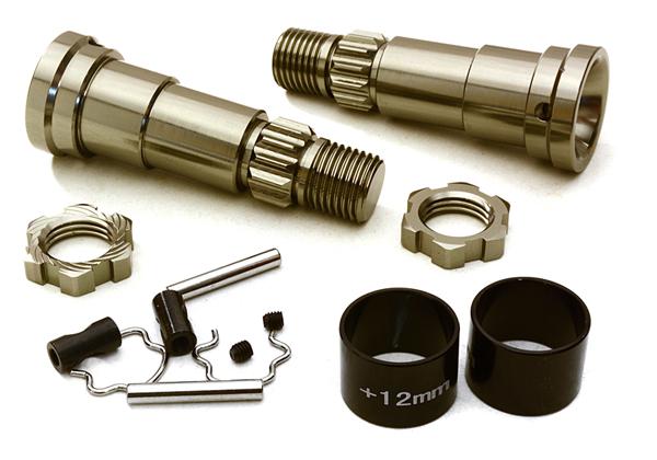 Billet Machined +12mm Ext. Stub Axles for C27070, C27071 & C27072