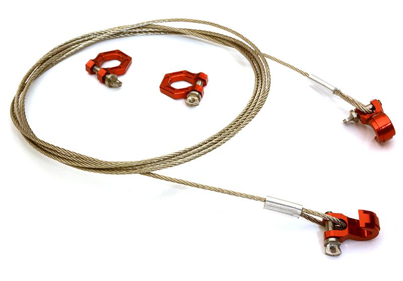 Realistic Steel Tow Cable & Tow Hooks w/ Bow Shackle for 1/10 Off-Road Crawler