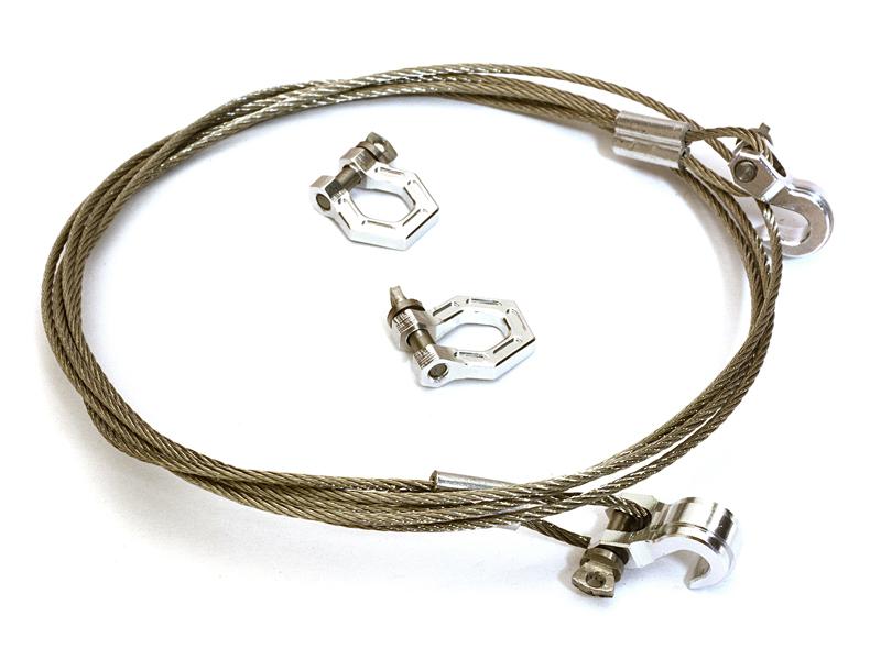 Realistic Steel Tow Cable & Tow Hooks w/ Bow Shackle for 1/10 Off-Road Crawler