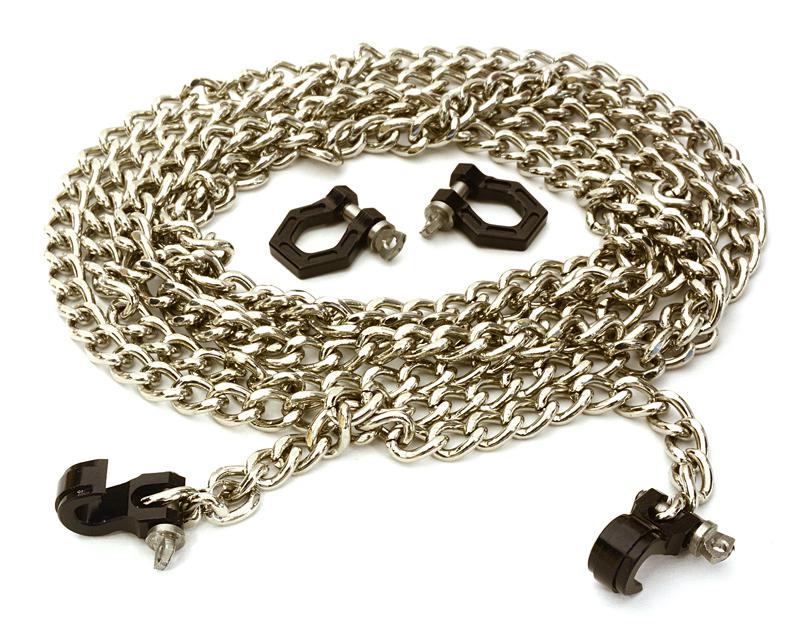 Realistic 1/10 Size Drag Chain & Tow Hooks w/ Bow Shackle for Off-Road Crawler