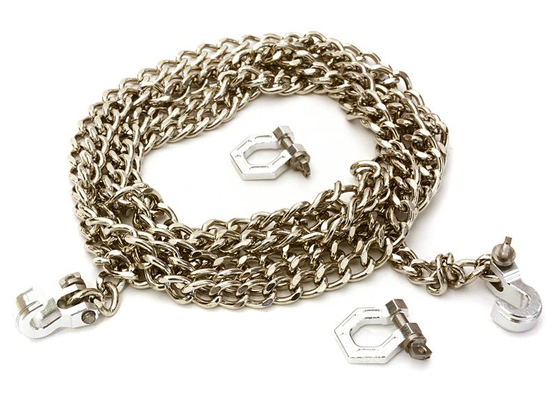 Realistic 1/10 Size Drag Chain & Tow Hooks w/ Bow Shackle for Off-Road Crawler