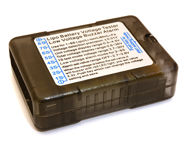 LiPo/Li-io/LiMn/Li-Fe Voltage Checker 1-8S + Low Voltage Warning Buzzer