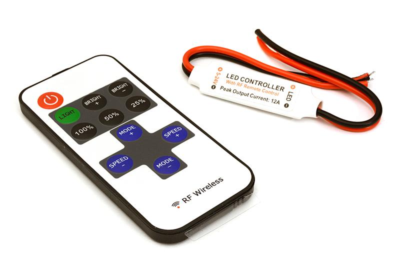 5-24VDC, 12A Inline LED Multifunction RF Wireless Controller w/ 11-key Remote