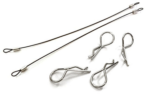Secured Body Clip (4) with 150mm Retainer Link for 1/8 Scale