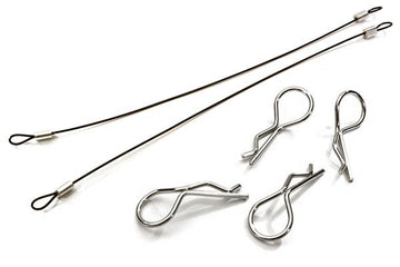 Secured Body Clip (4) with 150mm Retainer Link for 1/8 Scale