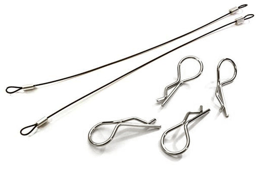 Secured Body Clip (4) with 150mm Retainer Link for 1/8 Scale