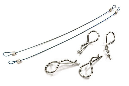 Secured Body Clip (4) with 150mm Retainer Link for 1/8 Scale
