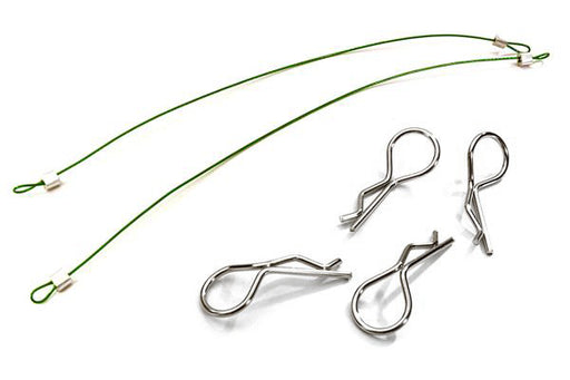 Secured Body Clip (4) with 150mm Retainer Link for 1/8 Scale