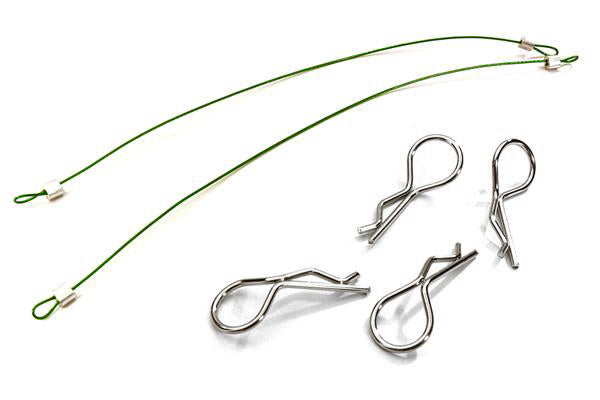 Secured Body Clip (4) with 150mm Retainer Link for 1/8 Scale