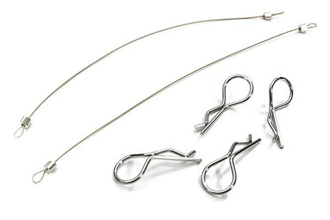 Secured Body Clip (4) with 150mm Retainer Link for 1/8 Scale