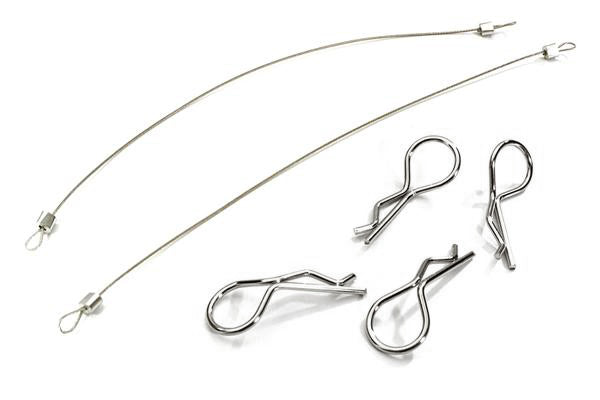 Secured Body Clip (4) with 150mm Retainer Link for 1/8 Scale