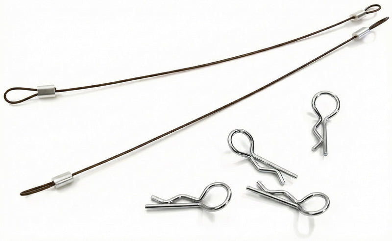Secured Body Clip (4) with 120mm Retainer Link for 1/10 On-Road
