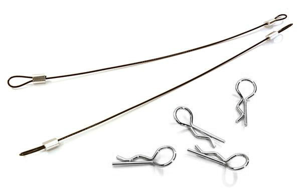 Secured Body Clip (4) with 120mm Retainer Link for 1/10 On-Road