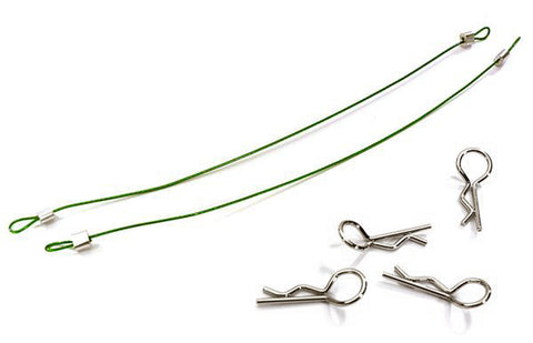 Secured Body Clip (4) with 140mm Retainer Link for 1/10 Off-Road Crawler