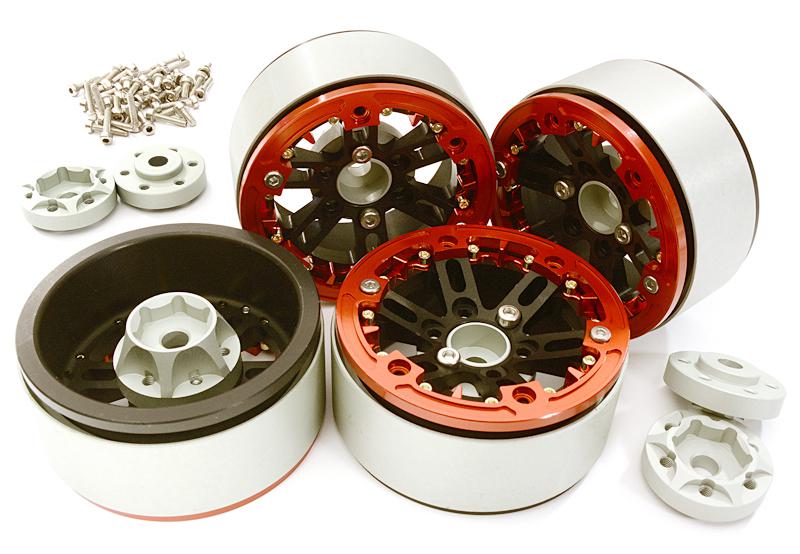 Billet Machined 1.9 D6 Spoke Wheels w/ 0 & +6 Adapters for Traxxas TRX-4