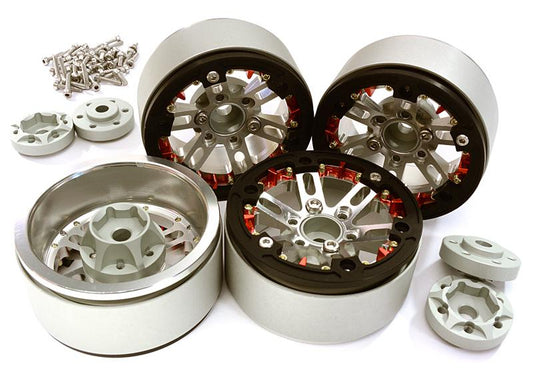 Billet Machined 1.9 D6 Spoke Wheels w/ 0 & +6 Adapters for Traxxas TRX-4