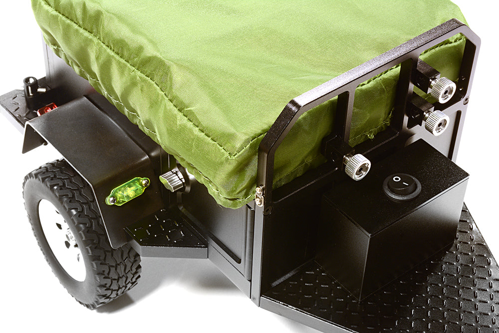 Alloy Realistic Model Camping Trailer w/Roof Top Tent for 1/10 RC 390x195x175mm