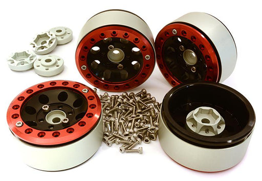 Billet Machined 1.9 8H Spoke Wheels w/ 0 & +3 Adapters for Traxxas TRX-4