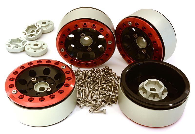 Billet Machined 1.9 8H Spoke Wheels w/ 0 & +3 Adapters for Traxxas TRX-4