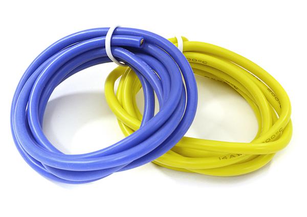Flexible 14 AWG Gauge Silicone Wire 1m Set, 39in Blue 39in Yellow