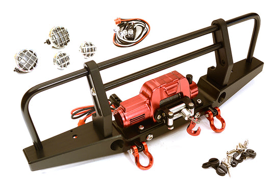 Realistic Front Alloy Bumper w/ Winch & LED for Traxxas TRX-4 w/ 43mm Mount