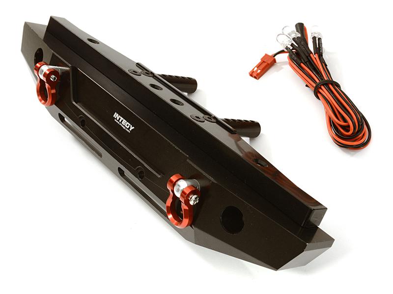 Black Realistic Rear Alloy Bumper with LED for Traxxas TRX-4 with 43mm Mount
