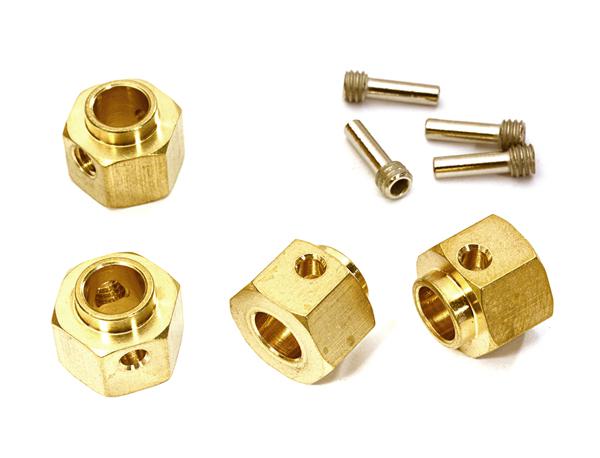 12mm Hex Wheel (4) Hub Brass 8mm Thick (+3mm Offset) for Traxxas TRX-4 Crawler