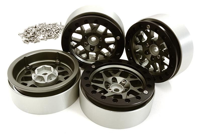 Billet Machined 2.2 Size 14 Spoke Wheels w/ +3 Adapters for Traxxas TRX-4