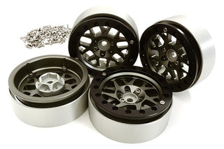 Billet Machined 2.2 Size 14 Spoke Wheels w/ +3 Adapters for Traxxas TRX-4
