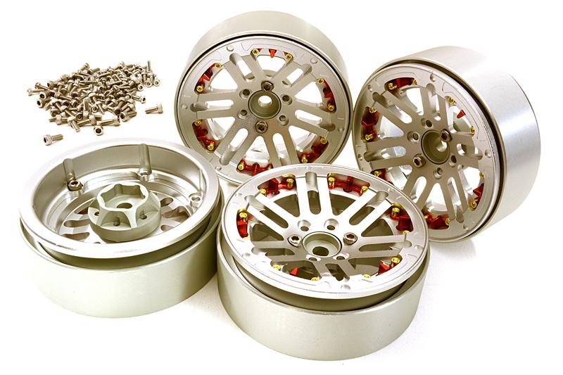 Billet Machined 2.2 Size D6 Spoke Wheels w/ +3 Adapters for Traxxas TRX-4
