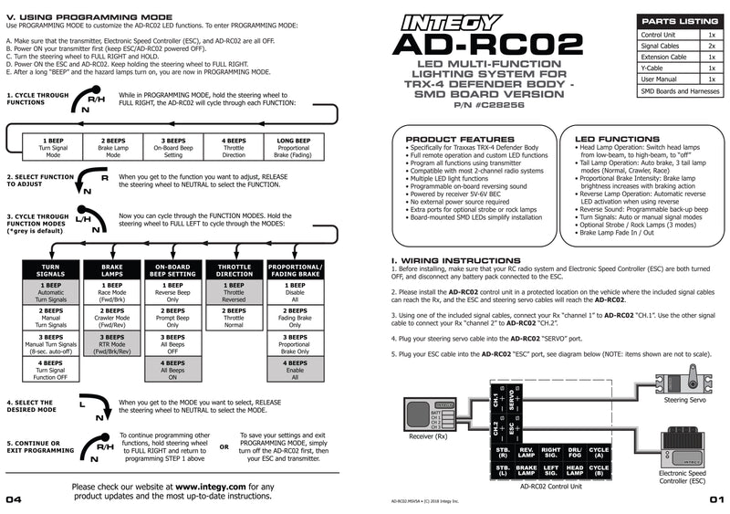 LED Multi-Function Lighting System Standard Version for TRX-4 Defender Body