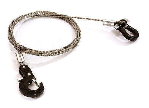 Realistic 1/10 Scale Steel Tow Cable, D-Ring & Tow Hooks for Off-Road Crawler