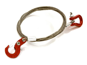 Realistic 1/10 Scale Steel Tow Cable, D-Ring & Tow Hooks for Off-Road Crawler
