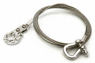 Realistic 1/10 Scale Steel Tow Cable, D-Ring & Tow Hooks for Off-Road Crawler