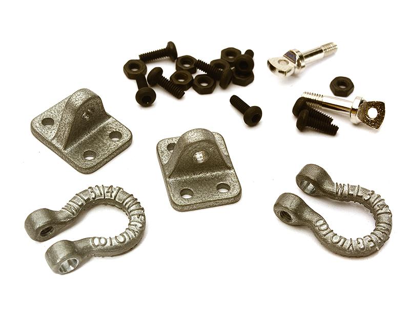 Realistic Alloy Bow Shackles w/ Mounting Brackets for 1/10 Off-Road & Crawler