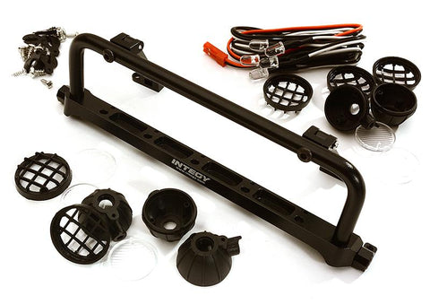 Realistic Roof Top 5 LED Light Bar Cage 148x41mm for 1/10 Scale Crawler