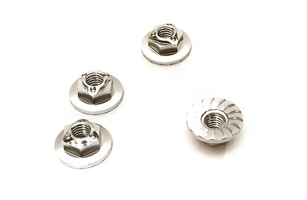Realistic M4 Size Machined 4mm Serrated Wheel Nuts Flanged for Most 1/10 Scale