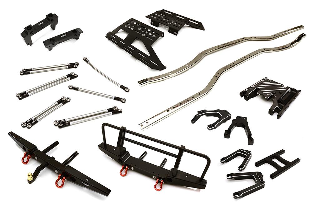 Steel Ladder Frame Chassis Kit w/ Hop-up Parts Combo for Axial 1/10 SCX10 II