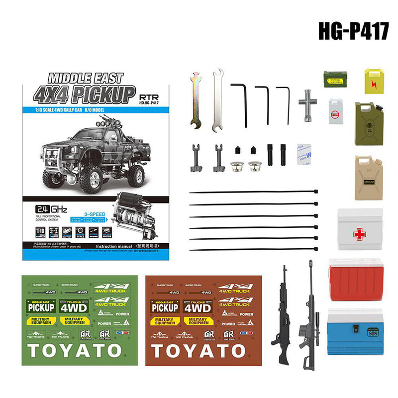 HG-P417 1/10 RC Military 4X4 Pickup RTR w/ Standard Electronics & Servos
