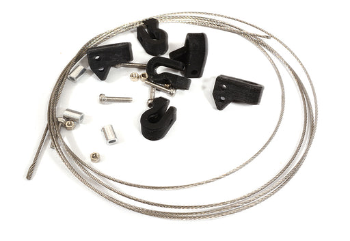 Realistic 1/10 Scale Steel Tow Cable & Connectors Set for Off-Road Crawler
