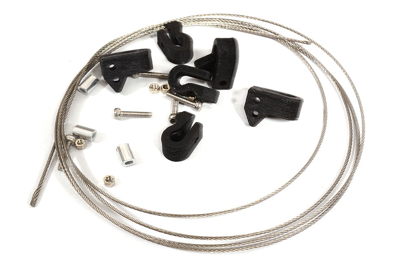 Realistic 1/10 Scale Steel Tow Cable & Connectors Set for Off-Road Crawler