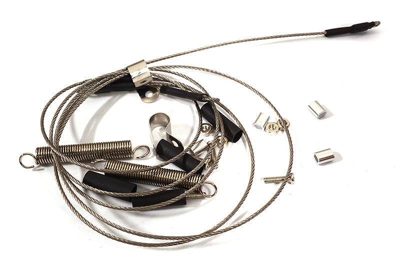 Realistic 1/10 Scale Steel Cable, Mount & Spring Set for Off-Road R/C Crawler